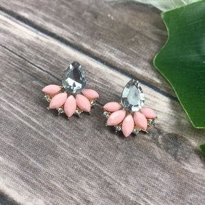 New! Pink Blush Gold Diamond Detailed Earrings